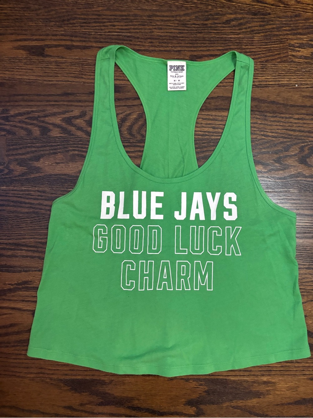 Blue Jays fan MLB PINK Victoria's Secret Green Racerback Tank Crop Top Rare